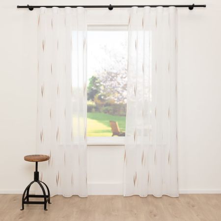Vitrage Ikata Off White met Bruin 2