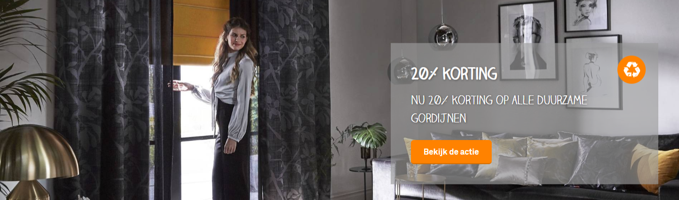 Gordijnen 20% korting - Gordijnen aanbieding- ART Woninginrichting